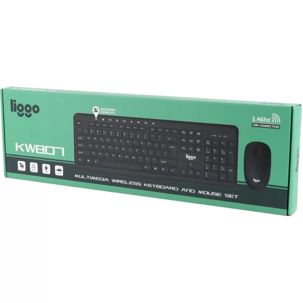 کیبورد و ماوس بی سیم Liggo مدل KW807