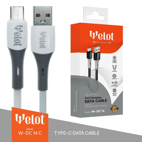 کابل شارژ PVC تایپ سی TYPE-C ویلوت WELOT W-DC14c