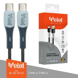 کابل شارژ PVC دو سر تایپ سی TYPE-C TO TYPE-C ویلوت WELOT W-DC14cc
