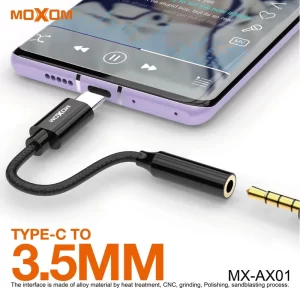 تبدیل USB-C به جک 3.5 میلی متری موکسوم مدل MX-AX01