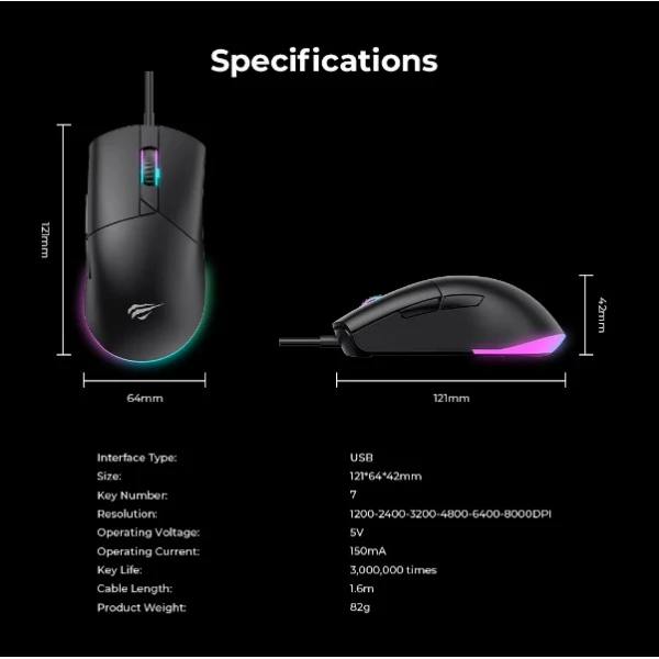 ماوس گیمینگ هویت مدل MS1038 با سیم